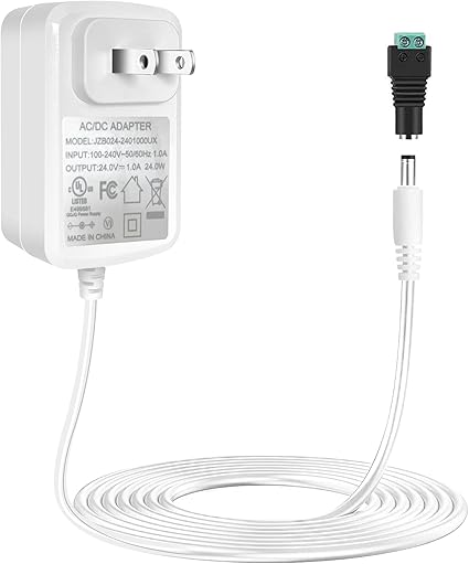 24V 1A DC Power Supply Adapter White, fit for Essential Oil Diffusers Humidifiers, Input AC 100-240V