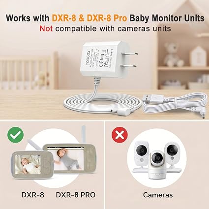 Power Cord Adapter Compatible with Infant Optics DXR-8 and DXR8 PRO SS Monitor Unit NOT for Camera U